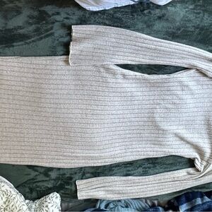 Elegant Cream Backless Dress with Ribbed Texture